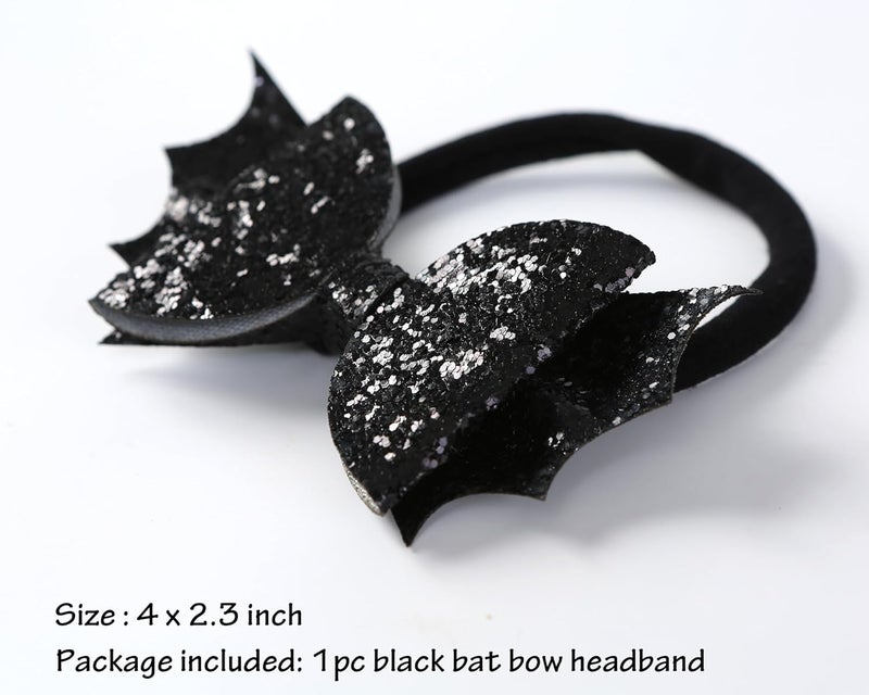 Fancheer Baby Girls Glitter Black Bat Bow Headband Infant Toddler Birthday Party Hair Accessories - Image 2